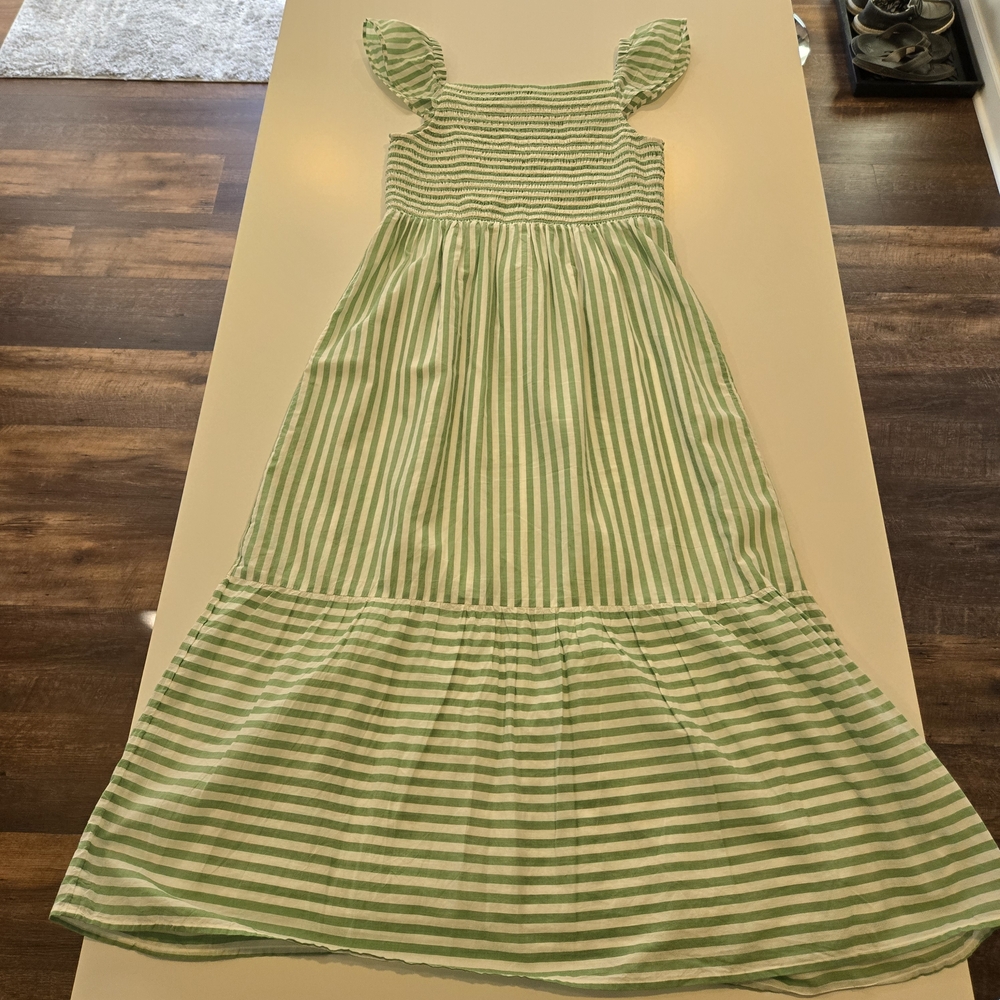 Petite Small Green Striped Maxi Sundress